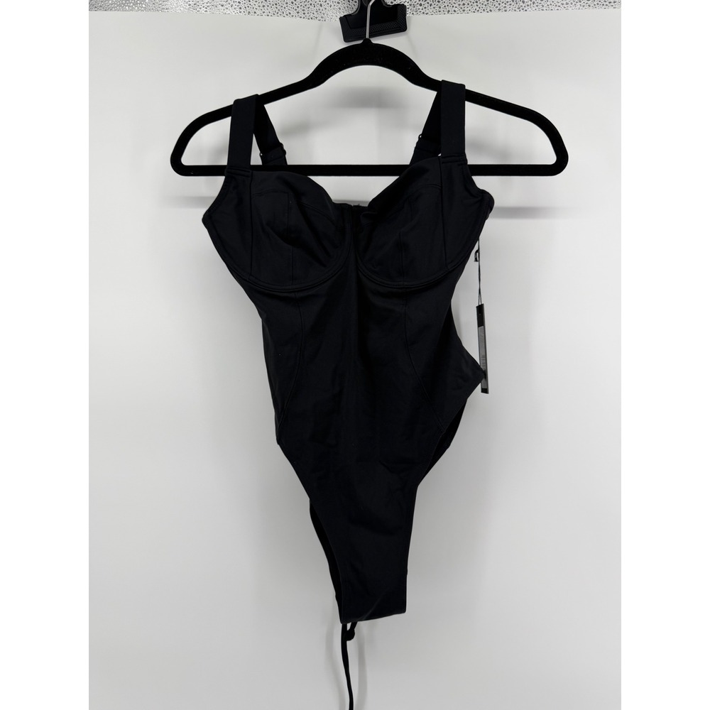 TA3 Hi Cut Lifty Bodysuit Black Lace Up Back Underwire XS Short TA3020 S FG